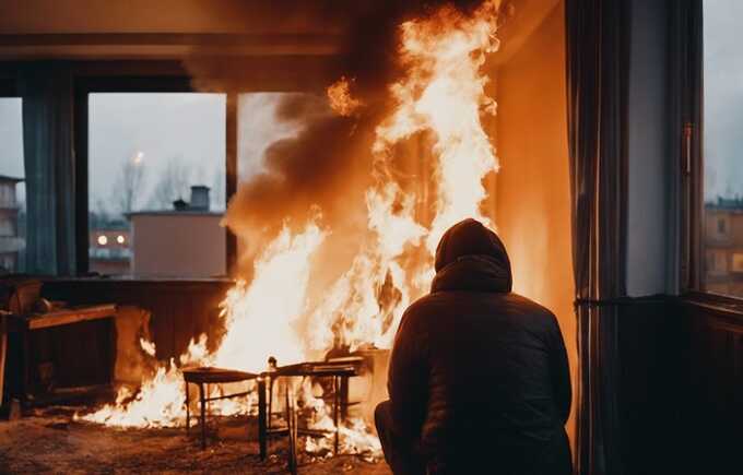 Россиянин поджег в арендованной квартире шторы и спалил все жилье