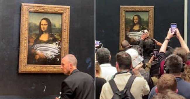 В Лувре вандал испачкал тортом защитное стекло «Джоконды» Леонардо да Винчи