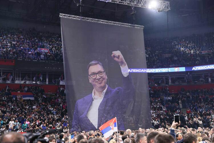 Aleksandar Vučić in the Stark Belgrade Arena